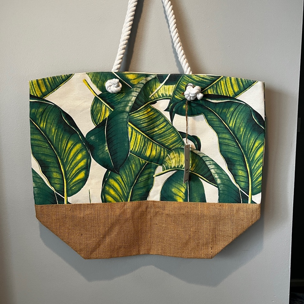 Tommy Bahama Green and Brown Tropical Tote